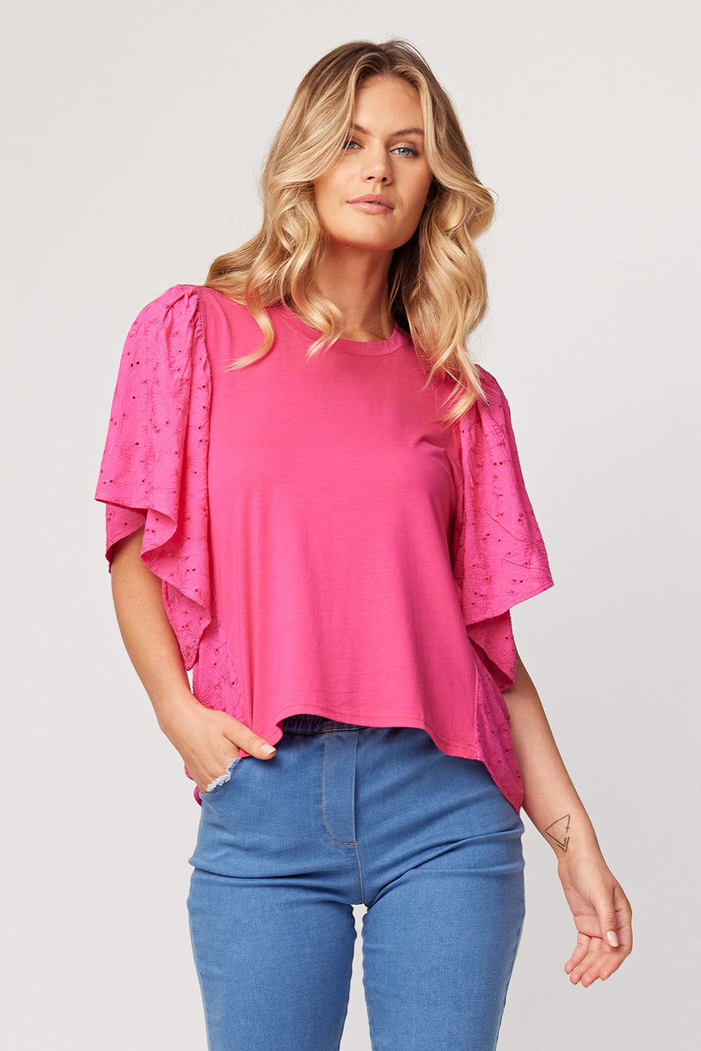 Lia Lace Top Cerise