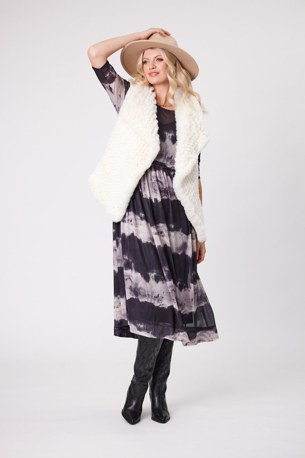 Eira Fur Vest Cream