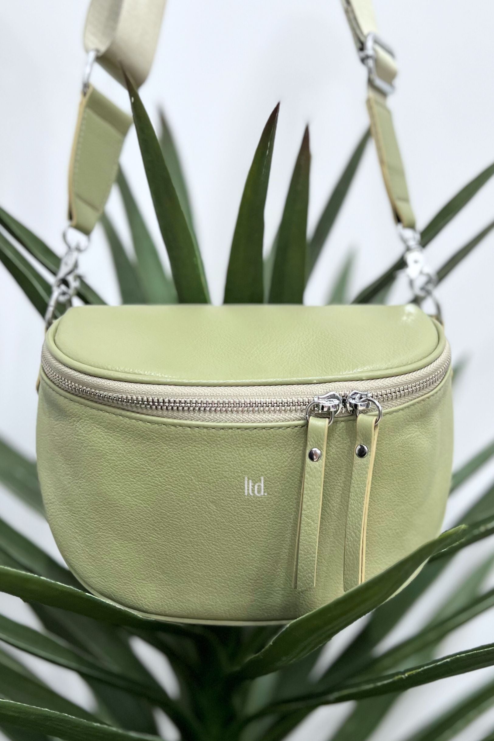 Dani Leather Crossover Bag - Khaki