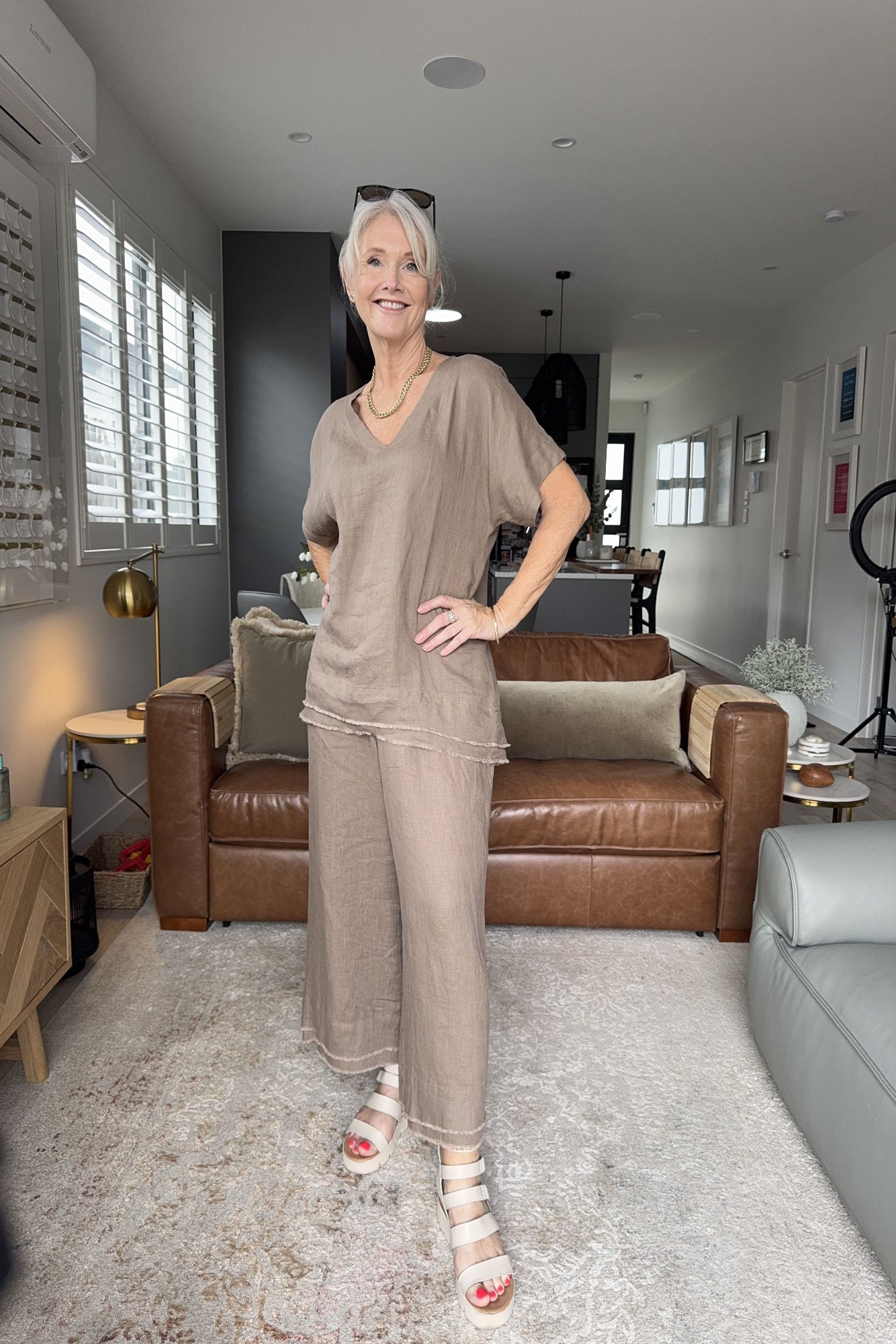 Nicole Linen Pant Mocha