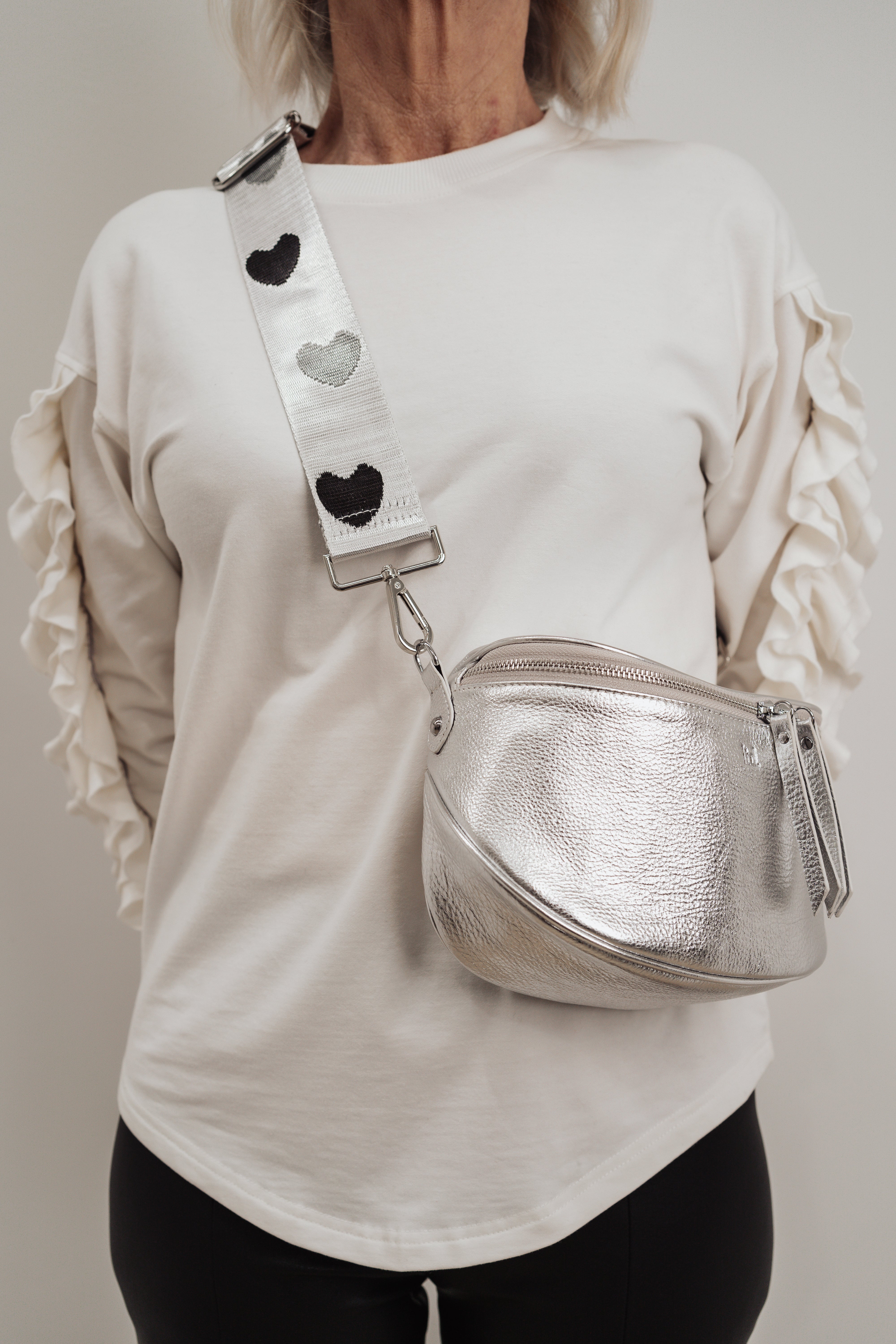 Dani Leather Crossbody Bag - Space Silver