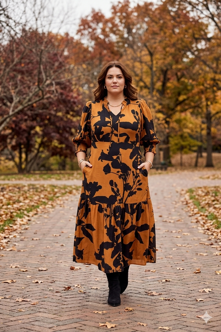 April Dress Toffee Print