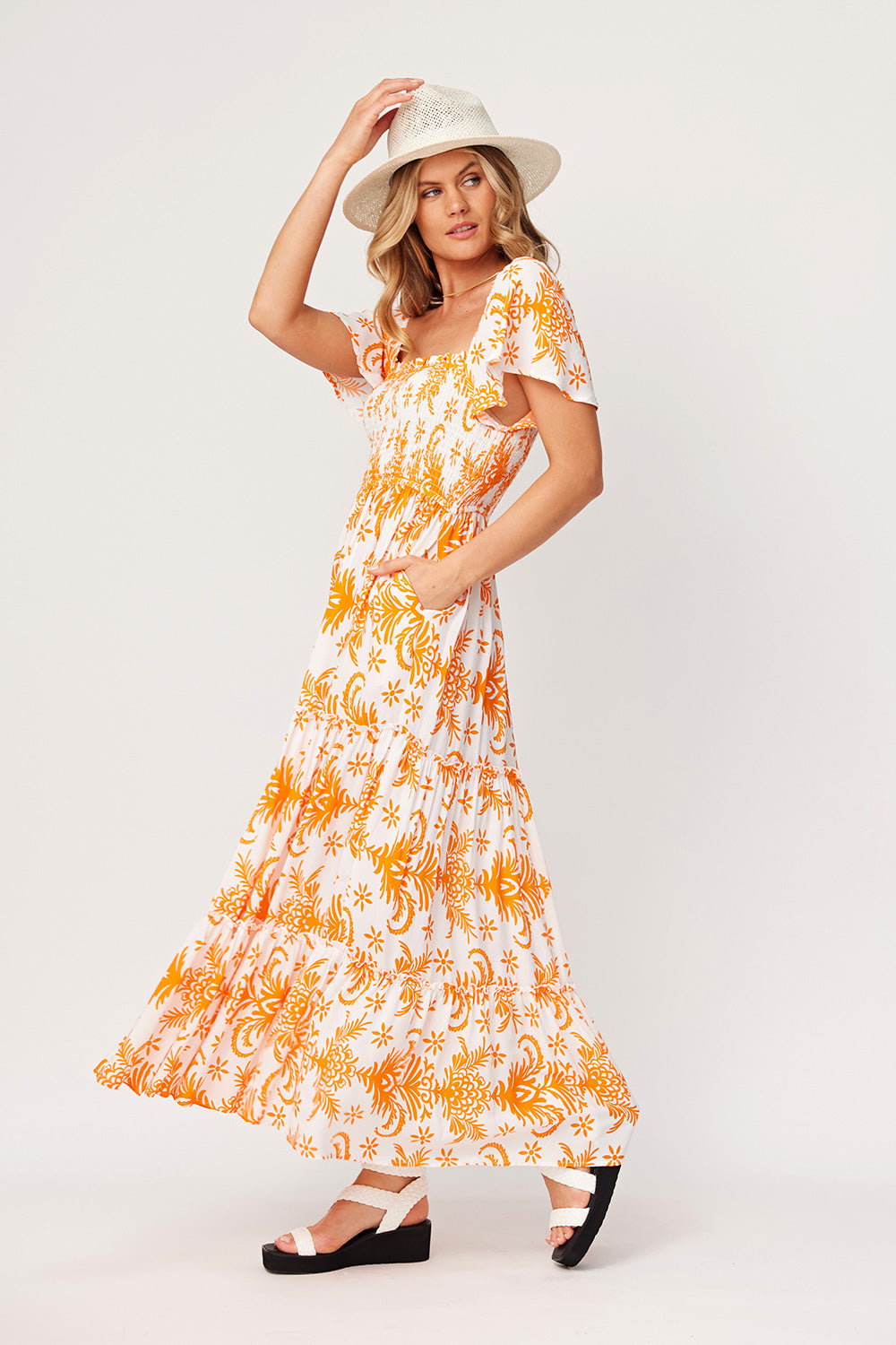 Skylar Dress Tangerine Print