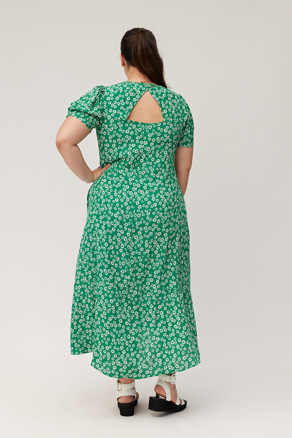Magda Dress Green Daisy – Lemon Tree Design New Zealand