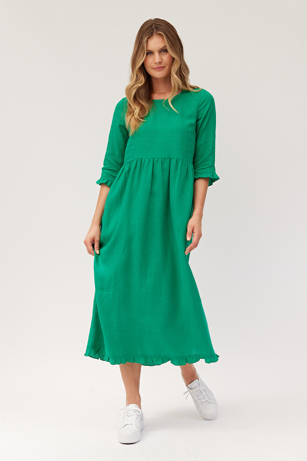 Josie Linen Dress Green