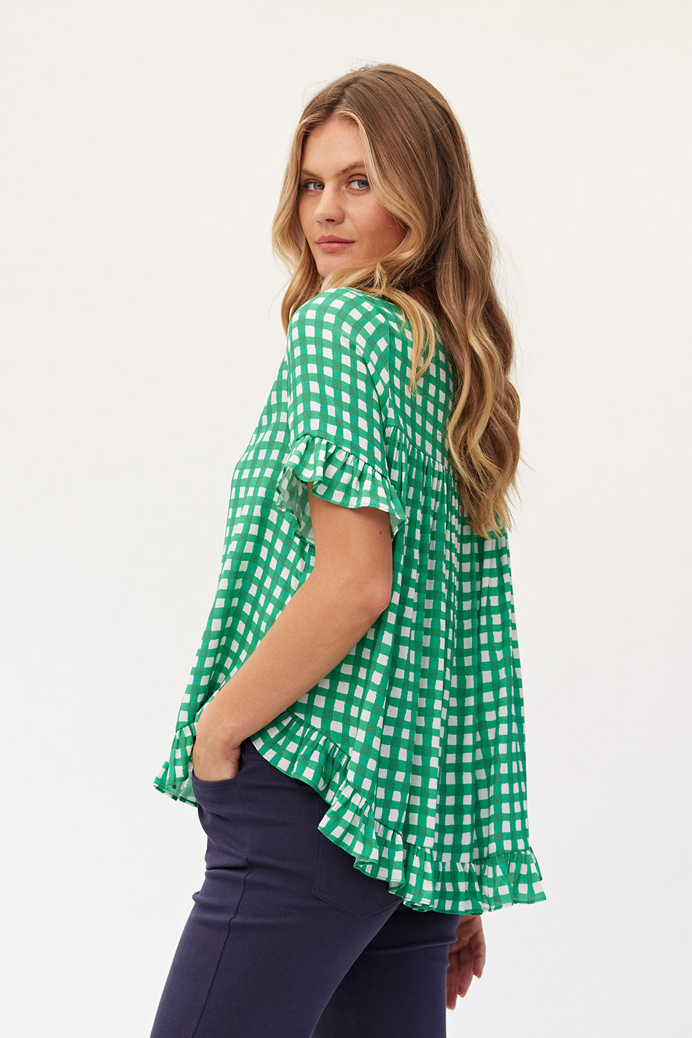 Madelaine Top Green Check