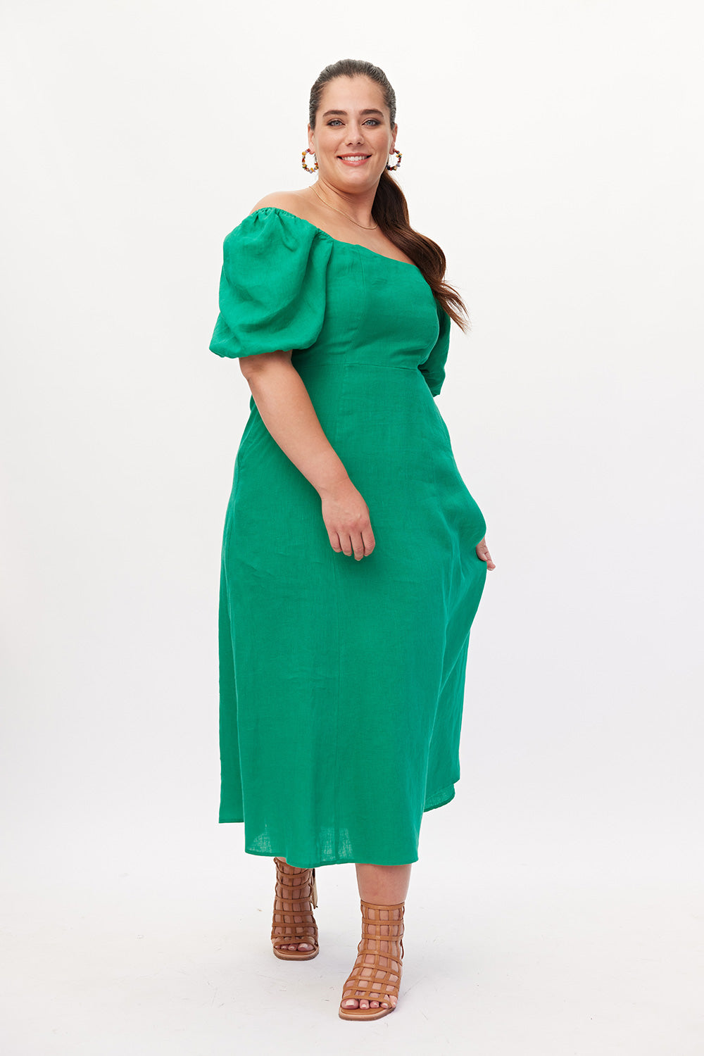 Senita Linen Dress Green