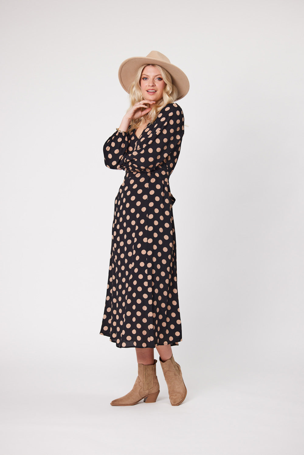 Sabrina Dress Latte Polkadot Preorder Early Feb