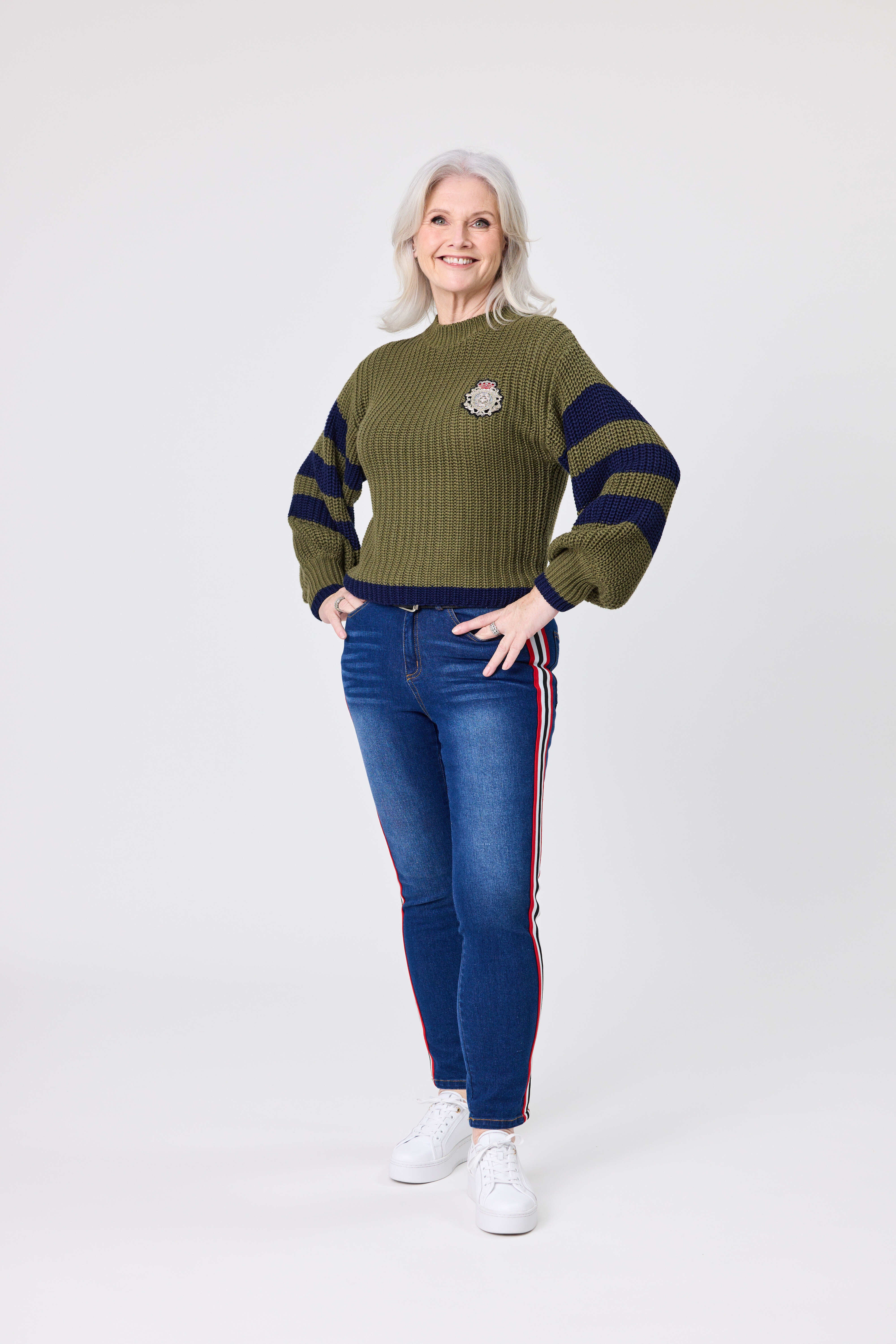 Aliza Knit Khaki Navy