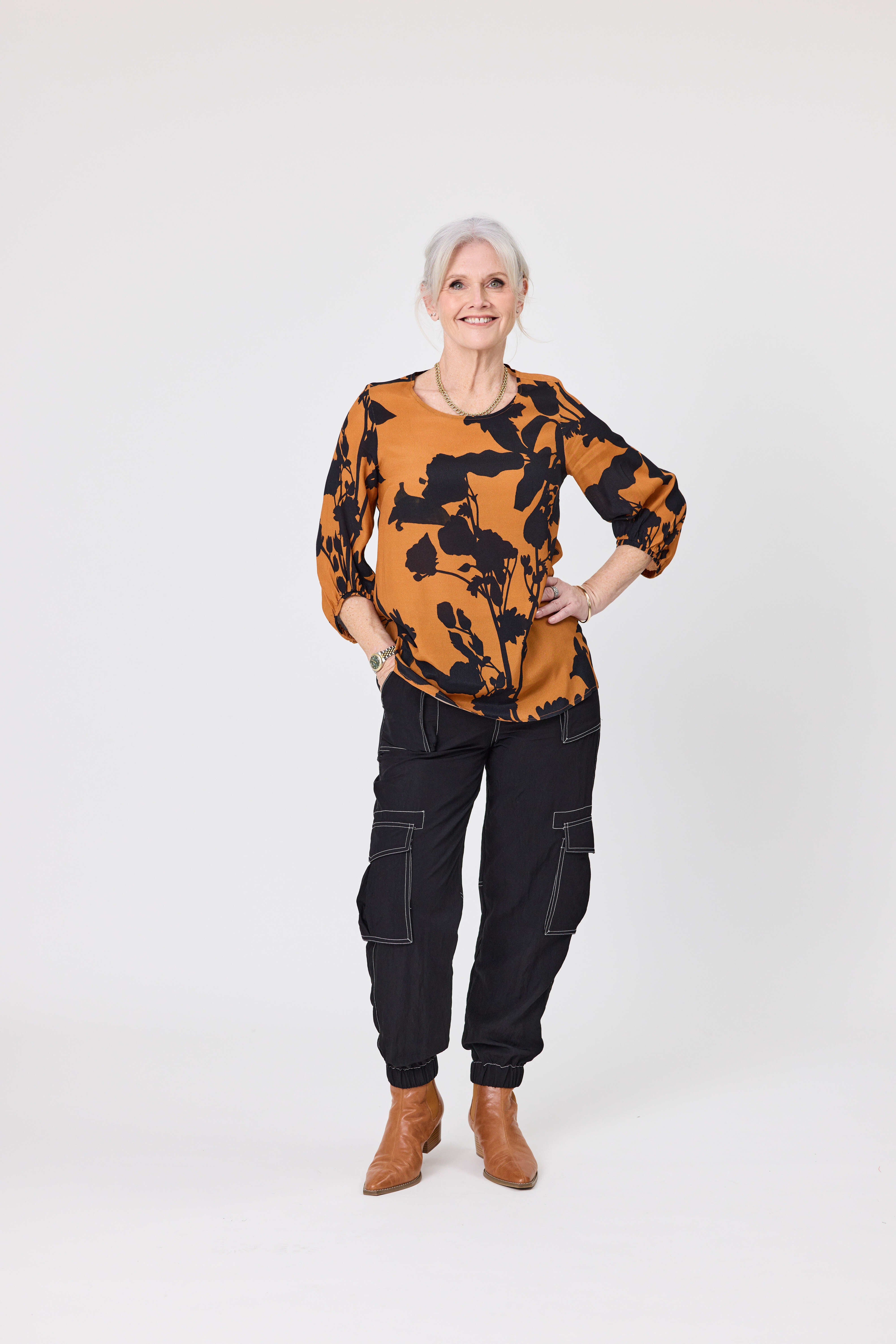 Annette Top Toffee Print