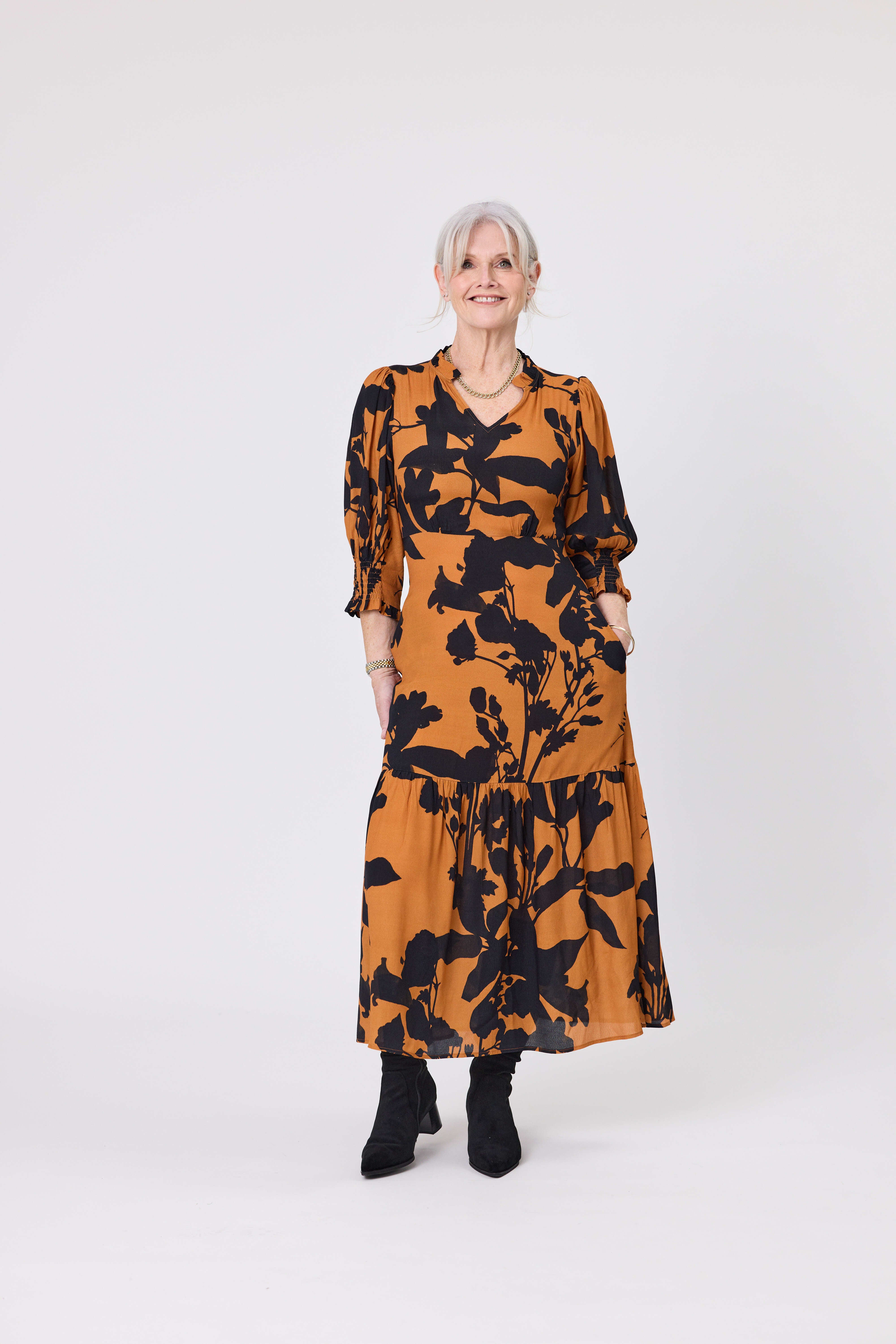 April Dress Toffee Print