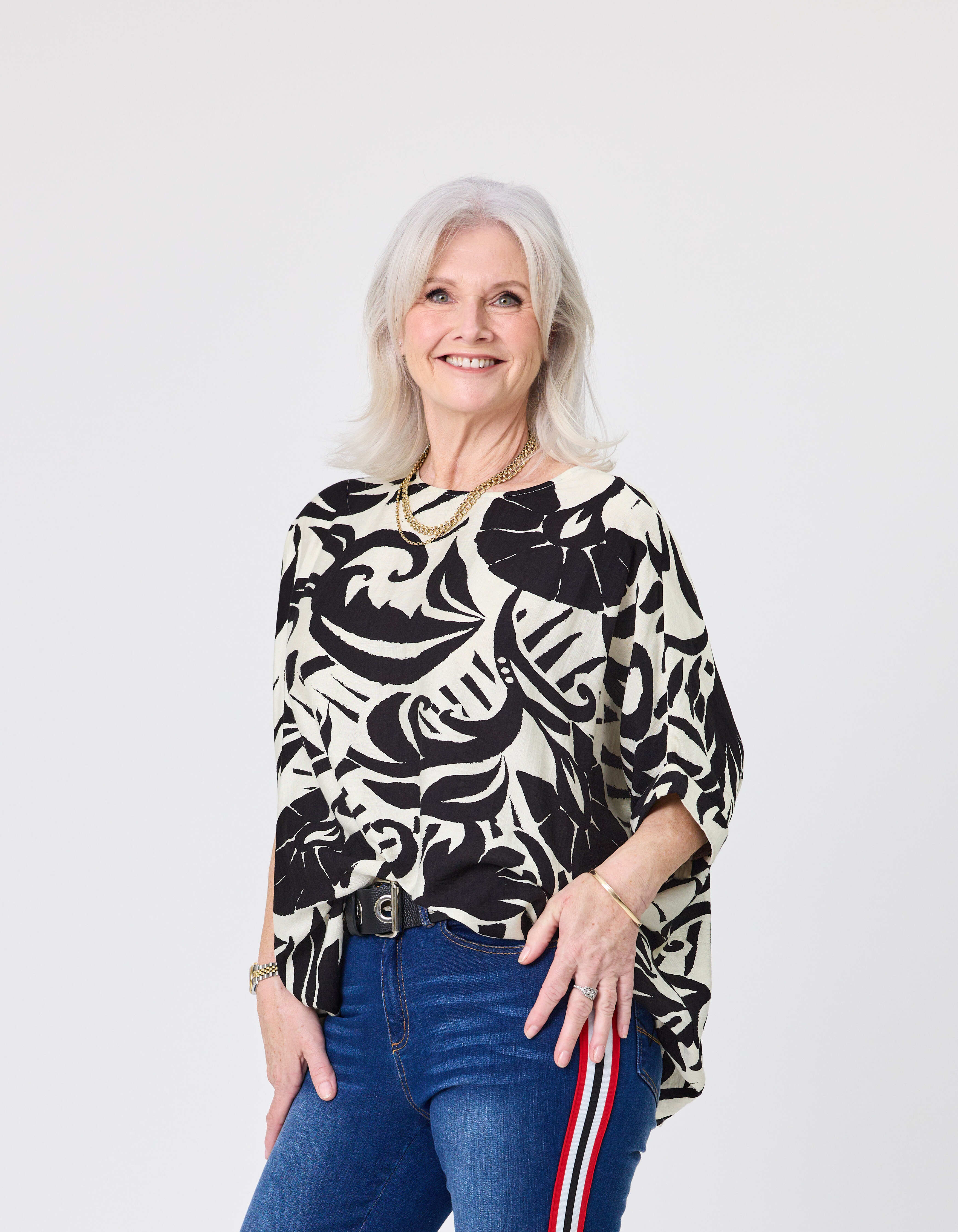 Nora Top Black Print