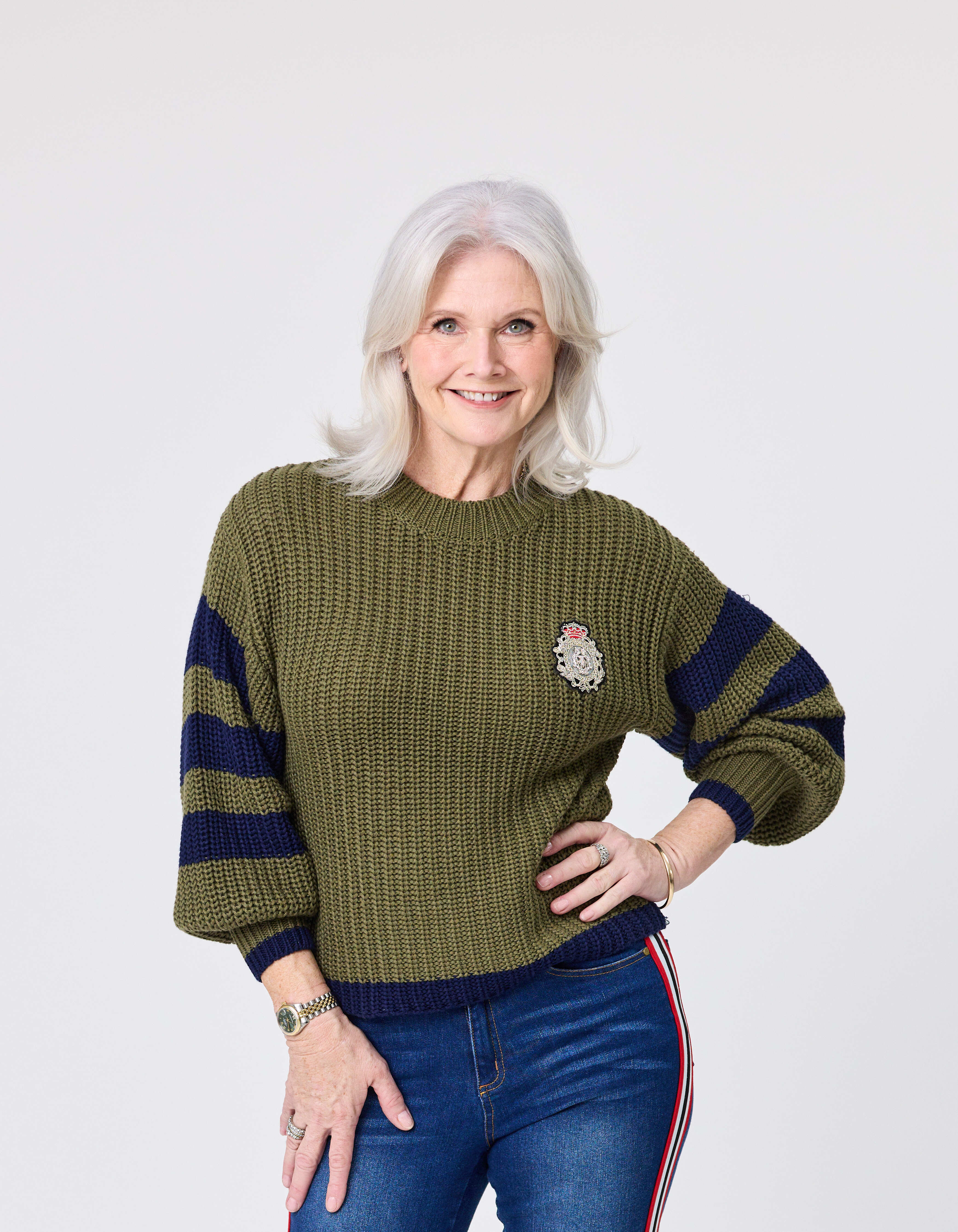 Aliza Knit Khaki Navy