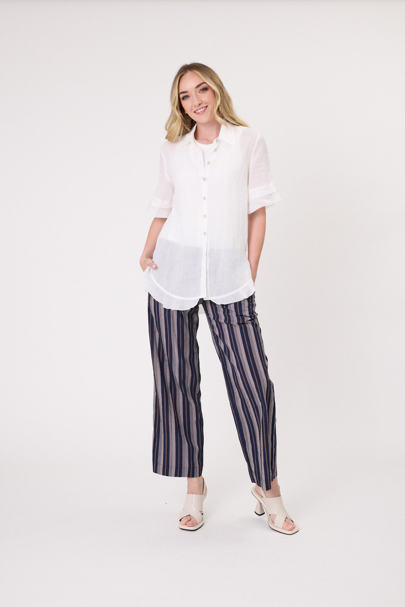 Camilla Linen Top White