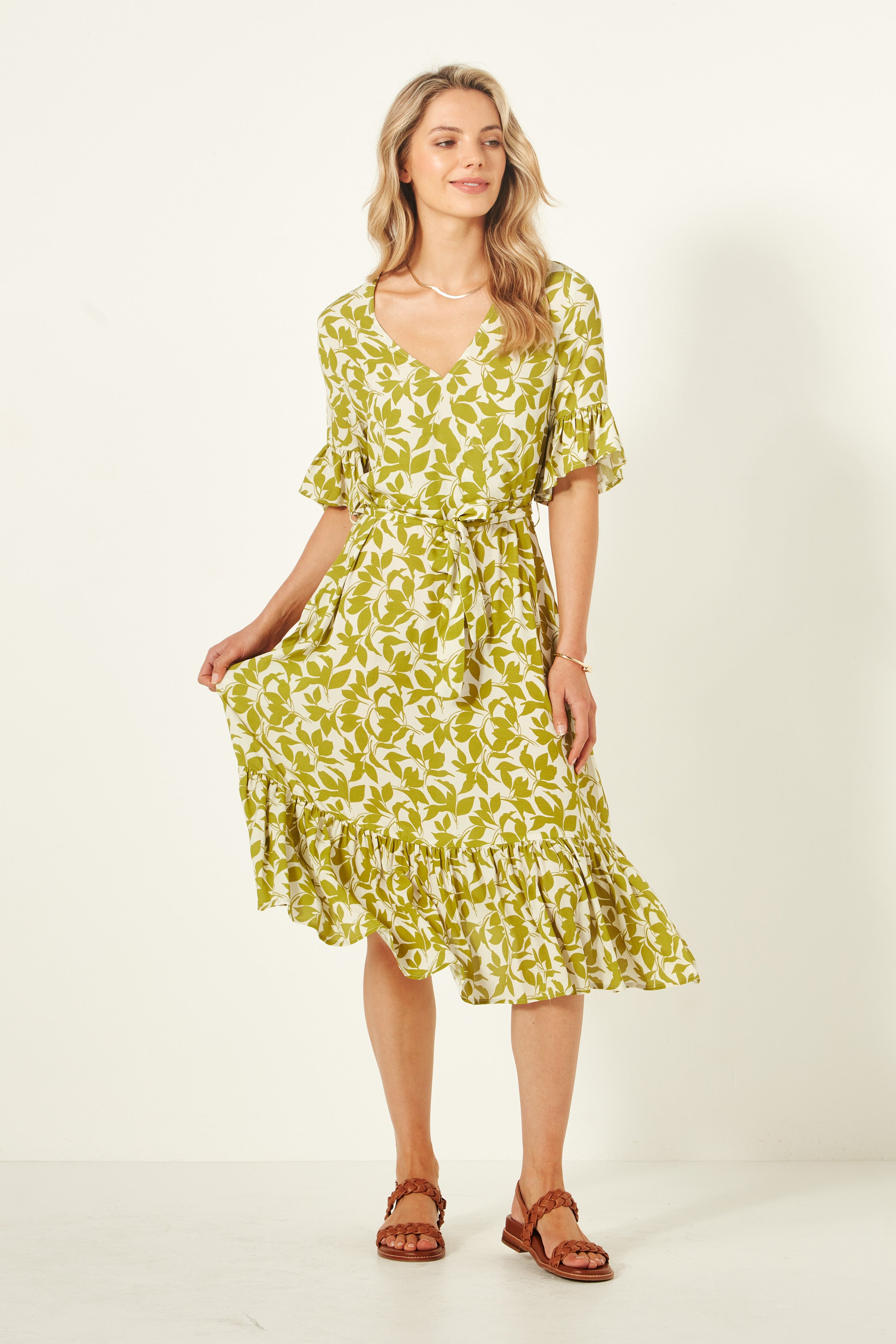 Carmen Dress Lime Print