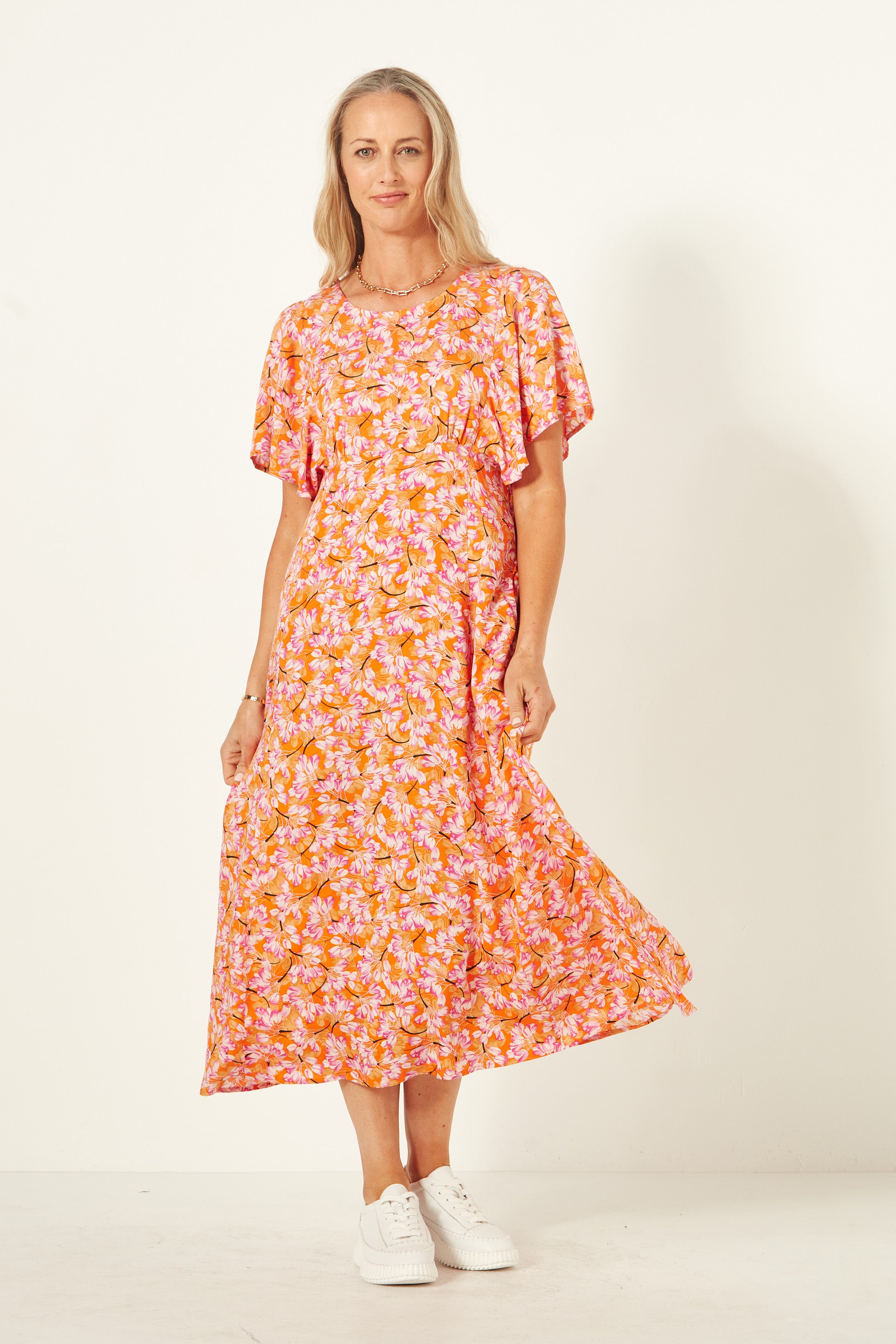 Mavis Dress Orange Tulips