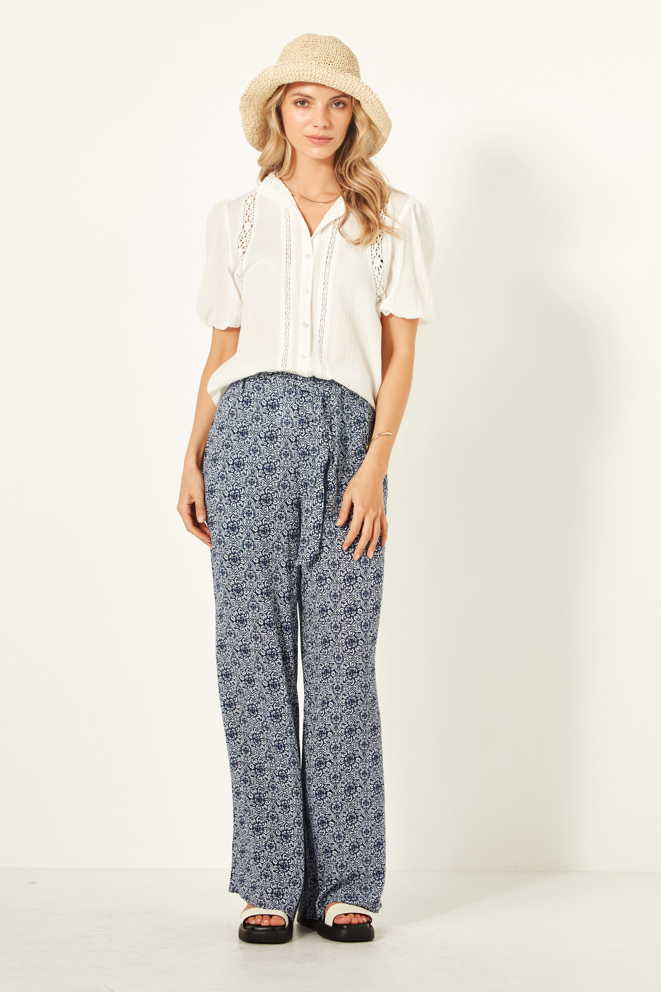 Martina Pant Blue Tile Print