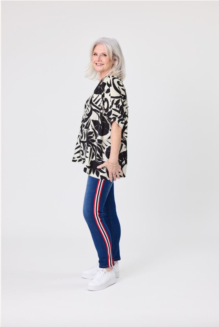 Nora Top Black Print