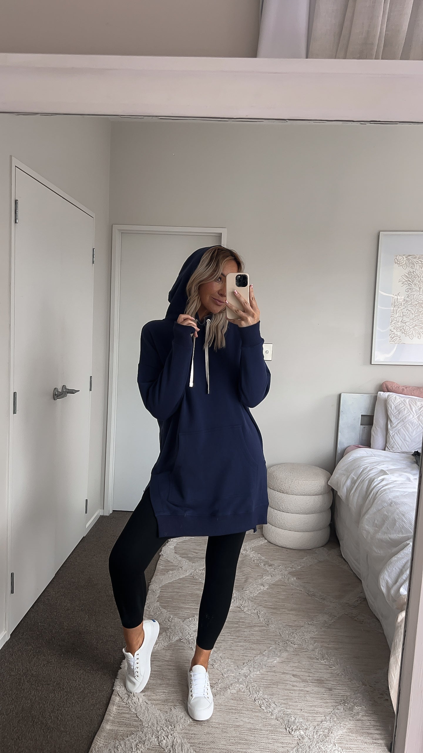 Cozy Up Long Womens Hoodie Navy