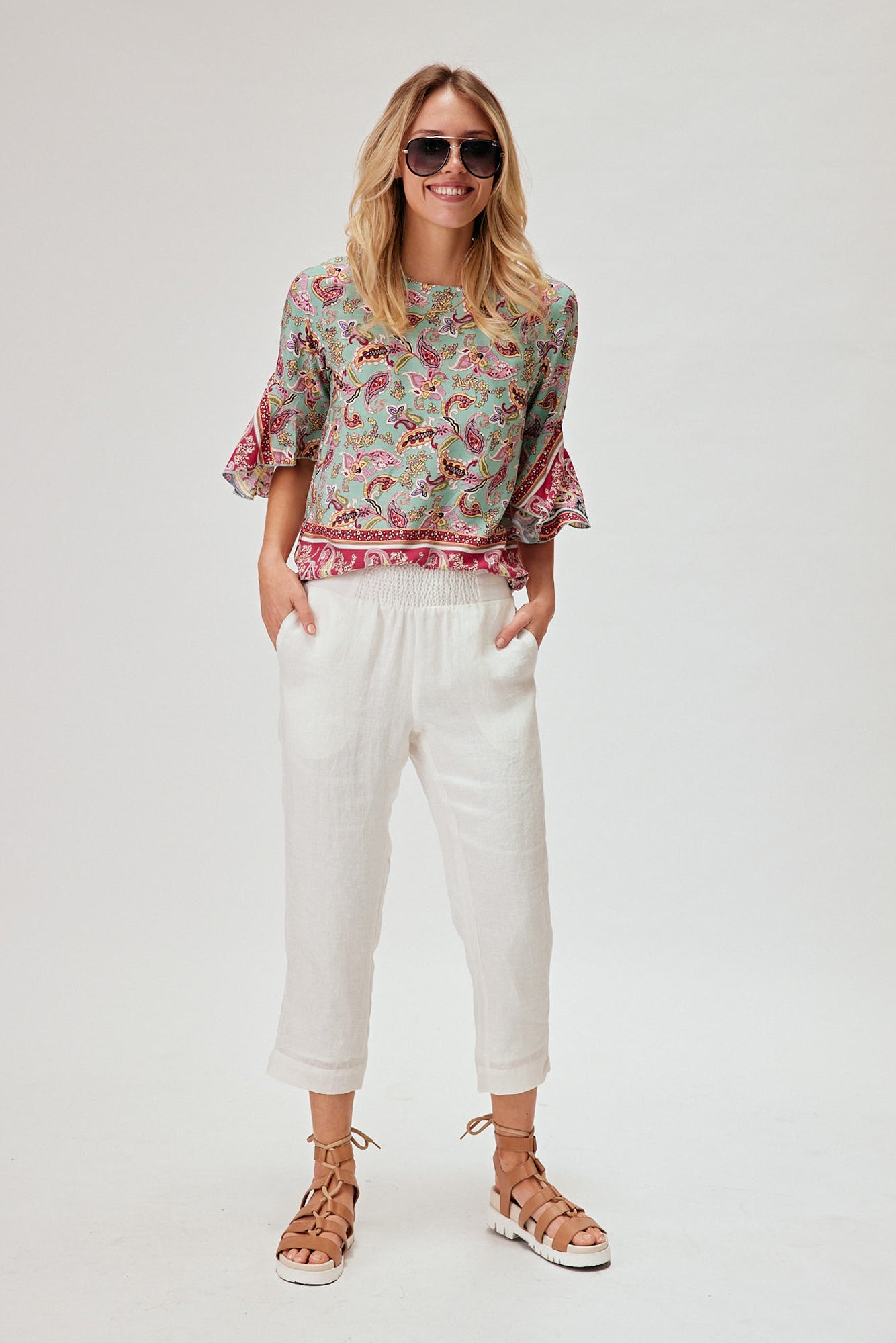 Elena Cropped Pant Cream