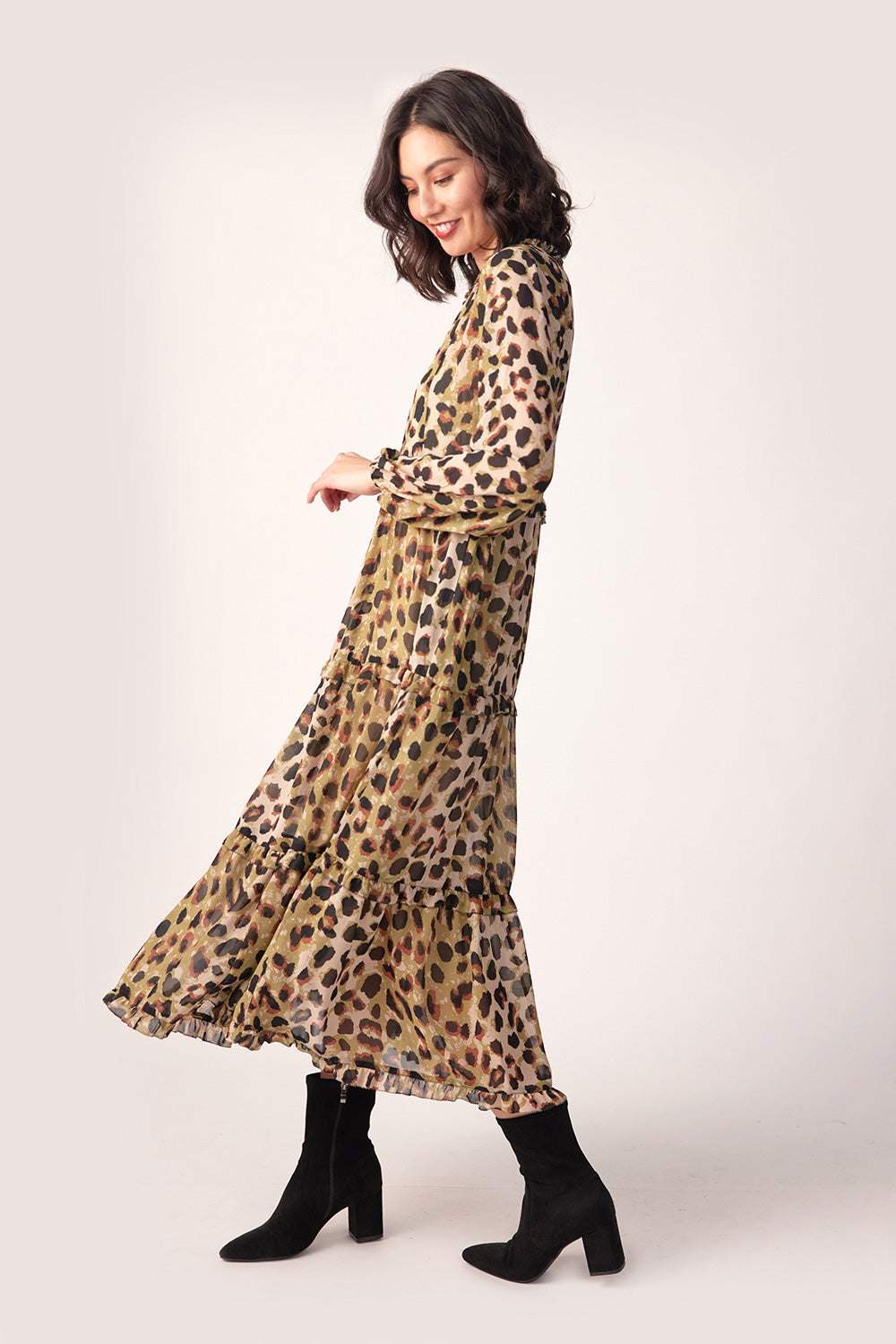 Macy Dress and Singlet Sage Leopard